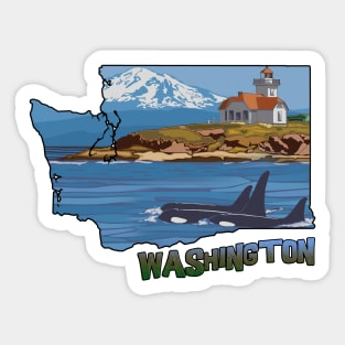 Washington State Coastal Drawing Sticker